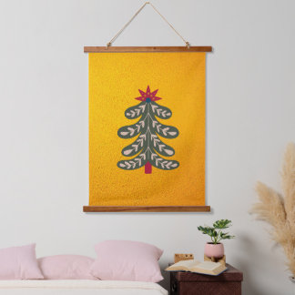 Merry and Bright Christmas tree Hanging Tapestry