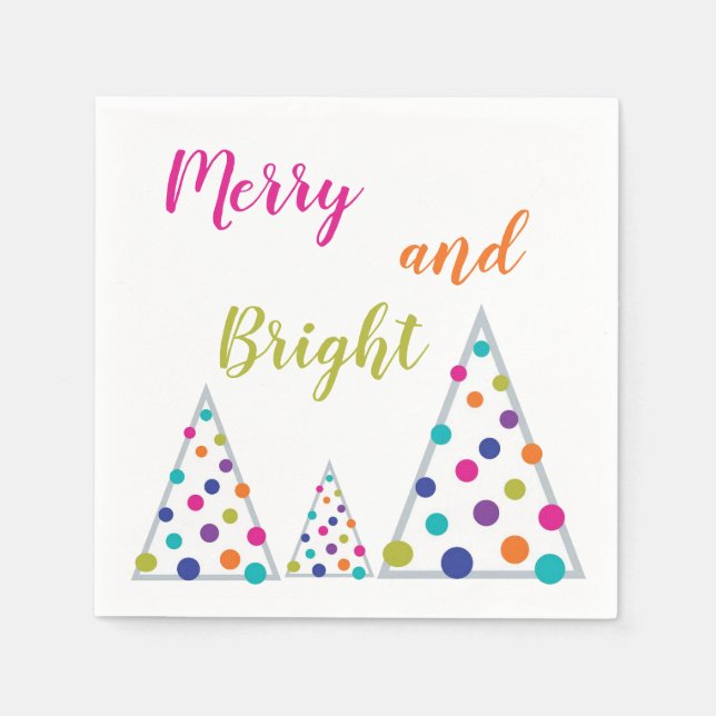 Merry and Bright Christmas Tree Napkin (Front)