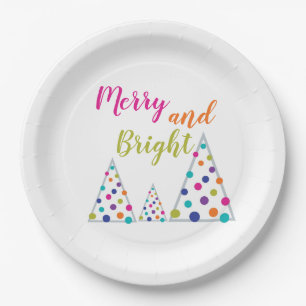 Merry and Bright Christmas Tree Paper Plate