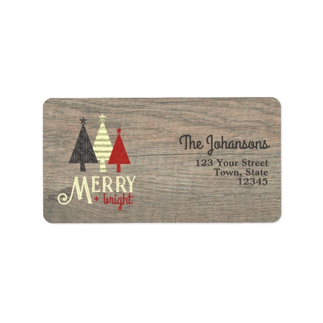 Merry and Bright Christmas Tree Return Address Label (Front)
