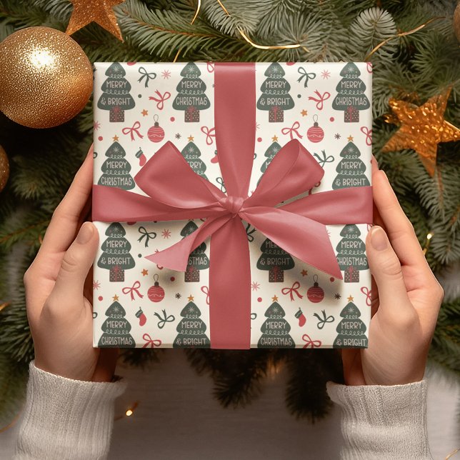 Merry and Bright Christmas Tree Wrapping Paper (Creator Uploaded)
