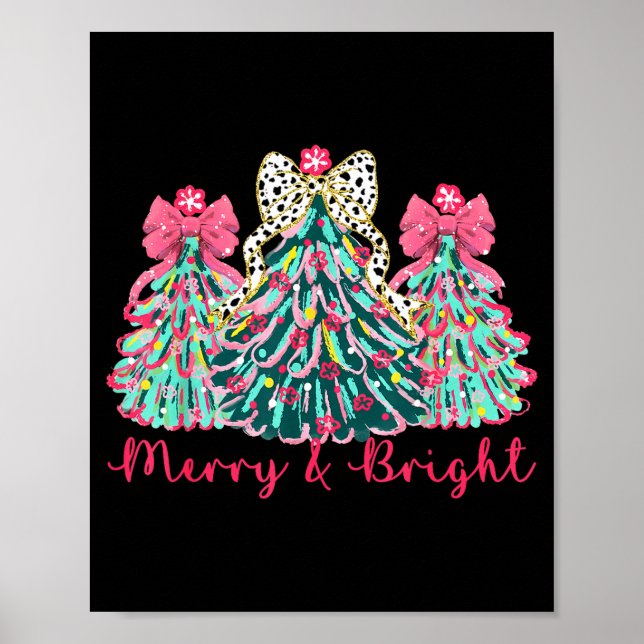 Merry And Bright Christmas Tree Xmas Tree Family H Poster (Front)
