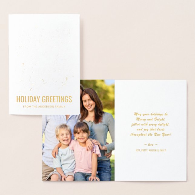 Merry and Bright Christmas Typography Holiday Foil Foil Card (Display)