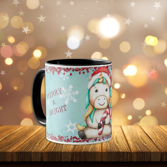 Merry and Bright Christmas Unicorn Kids Mug (Creator Uploaded)