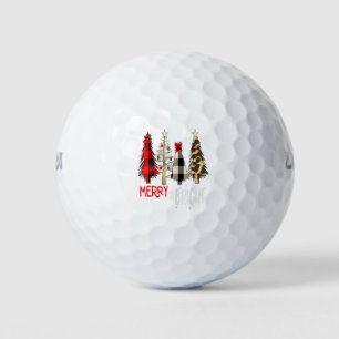 Merry And Bright Christmas Wild Leopard Plaid Tree Golf Balls