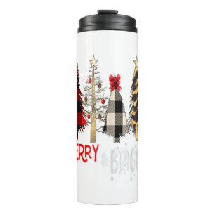 Merry And Bright Christmas Wild Leopard Plaid Tree Thermal Tumbler