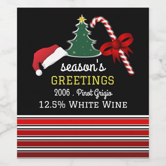 Merry and Bright, Christmas Wine Label (Single Label)