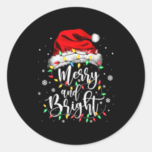 Merry And Bright Christmas Women Girls Cute Merry  Classic Round Sticker