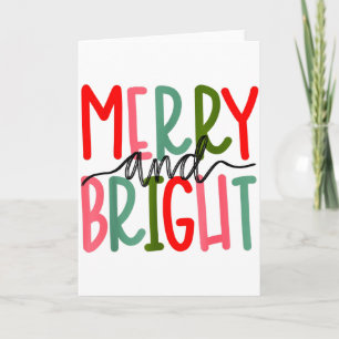Merry And Bright Christmas Women Girls Kids Toddle Card