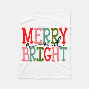 Merry And Bright Christmas Women Girls Kids Toddle Fleece Blanket
