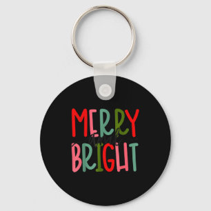 Merry And Bright Christmas Women Girls Kids Toddle Key Ring