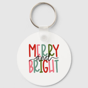 Merry And Bright Christmas Women Girls Kids Toddle Key Ring