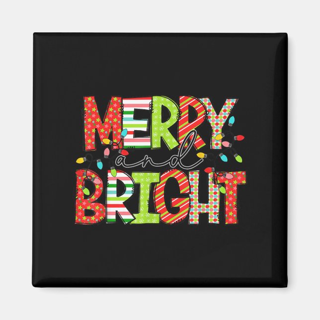 Merry And Bright Christmas Women Girls Kids Toddle Magnet (Front)