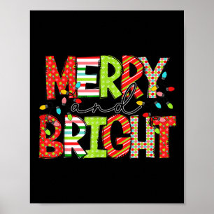 Merry And Bright Christmas Women Girls Kids Toddle Poster