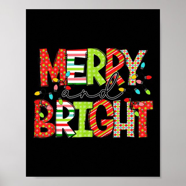 Merry And Bright Christmas Women Girls Kids Toddle Poster (Front)