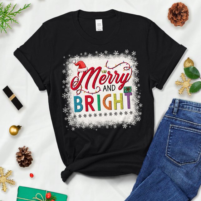 Merry and Bright Christmas, Womens Christmas T-Shirt (Creator Uploaded)