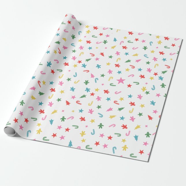 Merry and Bright Christmas Wrapping Paper (Unrolled)