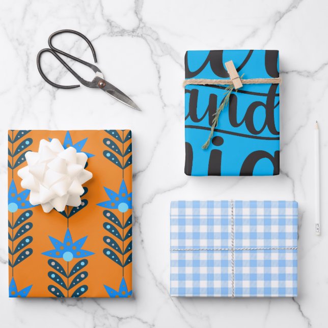 Merry and Bright Christmas Wrapping Paper Sheet (Front)