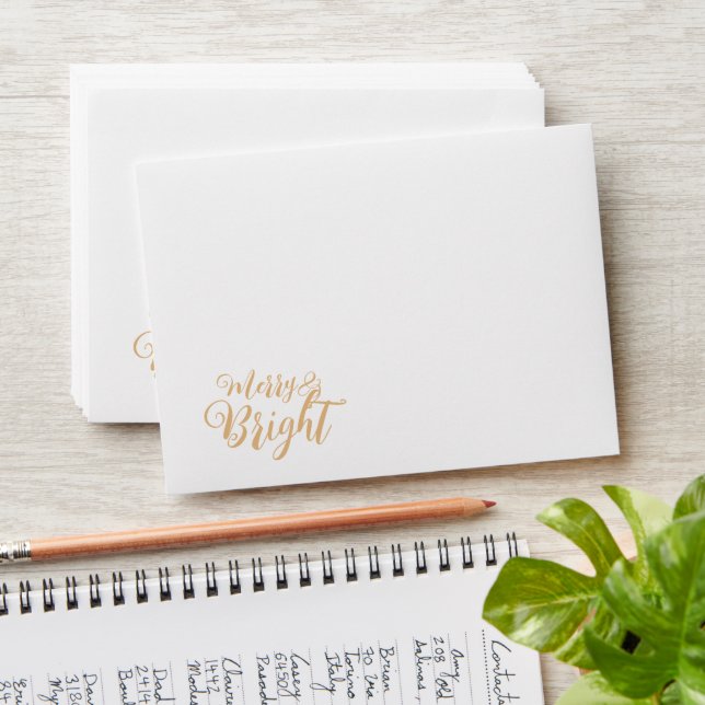 Merry and Bright Christmas Wreath Holiday Envelope (Stacked)