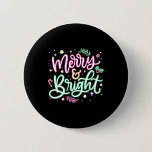 Merry And Bright Christmas Xmas Funny Family Chris 6 Cm Round Badge