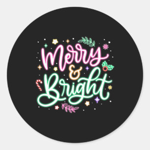 Merry And Bright Christmas Xmas Funny Family Chris Classic Round Sticker