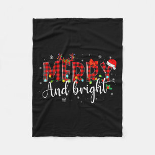Merry And Bright Christmas Xmas Lights Family Paja Fleece Blanket