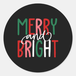 Merry And Bright Christmas Xmas Tree Pajamas Famil Classic Round Sticker