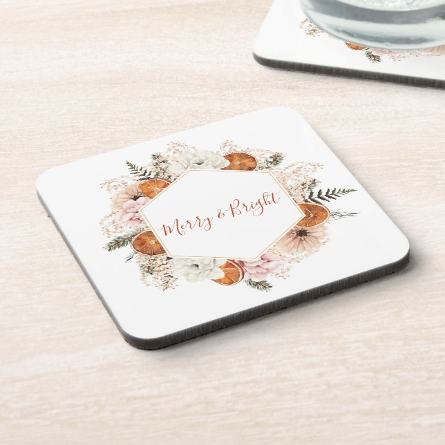 Merry and Bright Citrus Pine Holiday Coaster (Left Side)