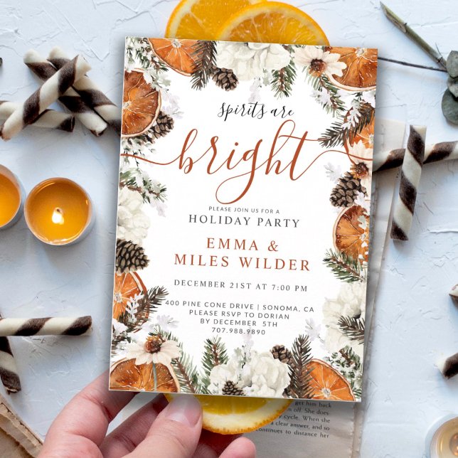 Merry and Bright Citrus Pine Holiday  Invitation (Creator Uploaded)