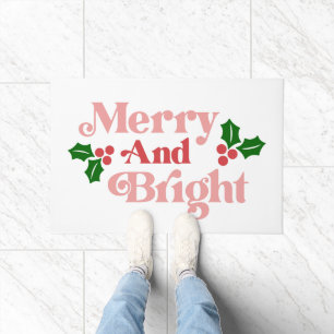 Merry and Bright - Classic Holiday Typography Doormat