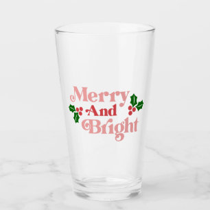 Merry and Bright - Classic Holiday Typography Glass