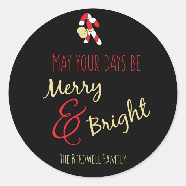Merry and Bright Classic Round Sticker (Front)