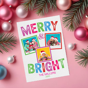 Merry and Bright Colorful Photo Christmas Card