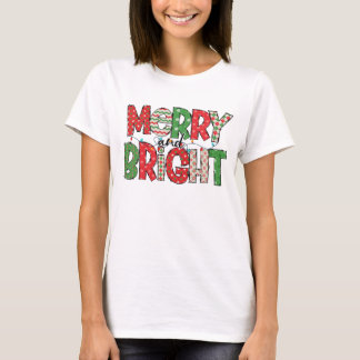 Merry And Bright Colourful Christmas Patterns T-Shirt