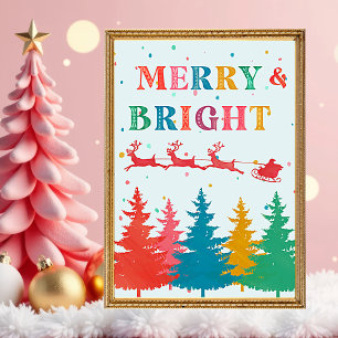 Merry and Bright Colourful Christmas  Poster
