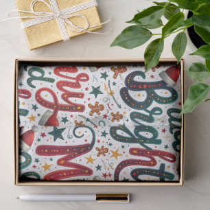 Merry and Bright Colourful Festive Retro Typograph Tissue Paper