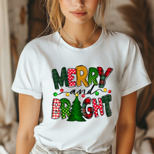 Merry and Bright Colourful Holiday Christmas T-Shirt