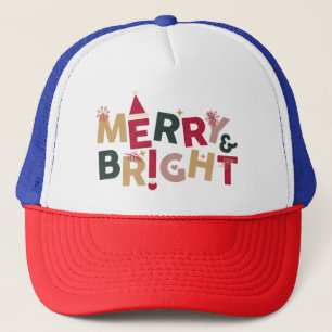Merry and Bright Colourful Retro Typography Trucker Hat
