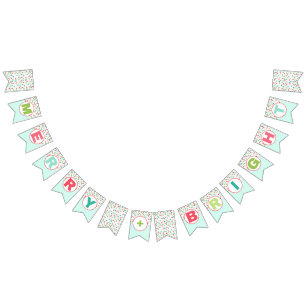Merry and Bright Colourful String Of Lights Bunting