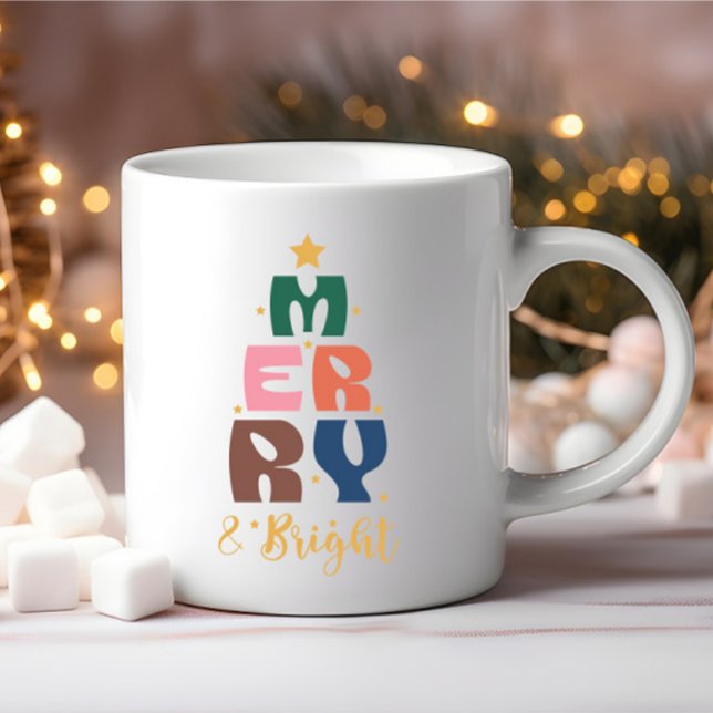 Merry and Bright Colourful Typography Coffee Mug (Creator Uploaded)