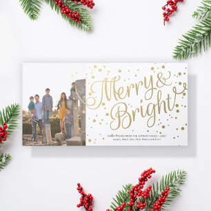 Merry and Bright Confetti Photo Card Light White