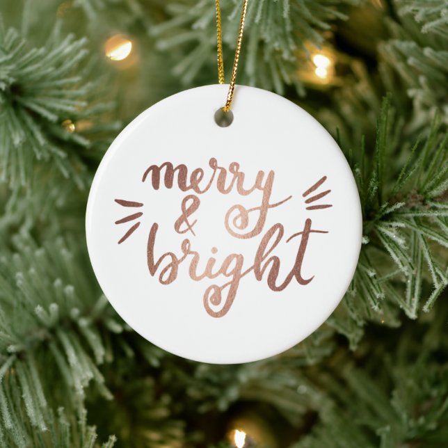 Merry and bright - copper ceramic ornament (Tree)