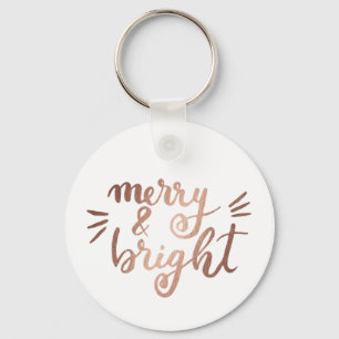 Merry and bright - copper key ring