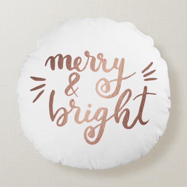 Merry and bright - copper round cushion (Front)
