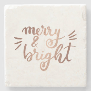 Merry and bright - copper stone coaster