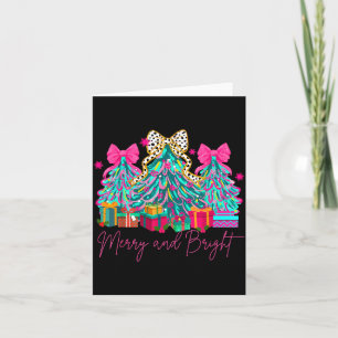 Merry And Bright Coquette Bow Christmas Tree Women Card