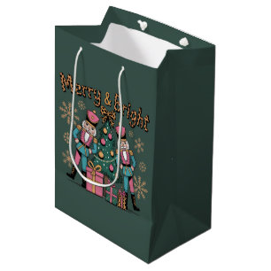 Merry and Bright Coquette Nutcracker Leopard Xmas Medium Gift Bag