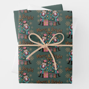 Merry and Bright Coquette Nutcracker Leopard Xmas Wrapping Paper Sheet