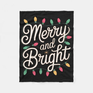 Merry And Bright Cosy Christmas Lights Glowing Hol Fleece Blanket