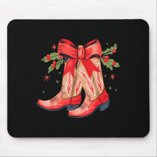 Merry And Bright Cowgirl Boot Christmas Western Co Mouse Pad